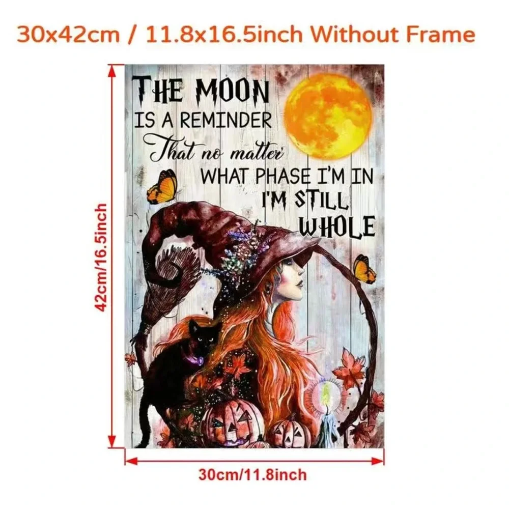 Retro Witch and Butterfly Canvas‎ Painting  (No Frame) 11.8x16.5inch 21x30cm